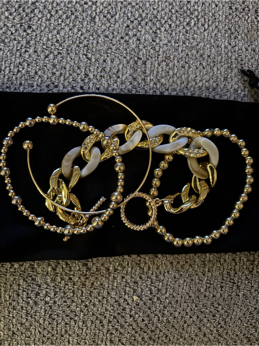 Fashion Jewelry Gold and Cream Multi-Bracelet Set